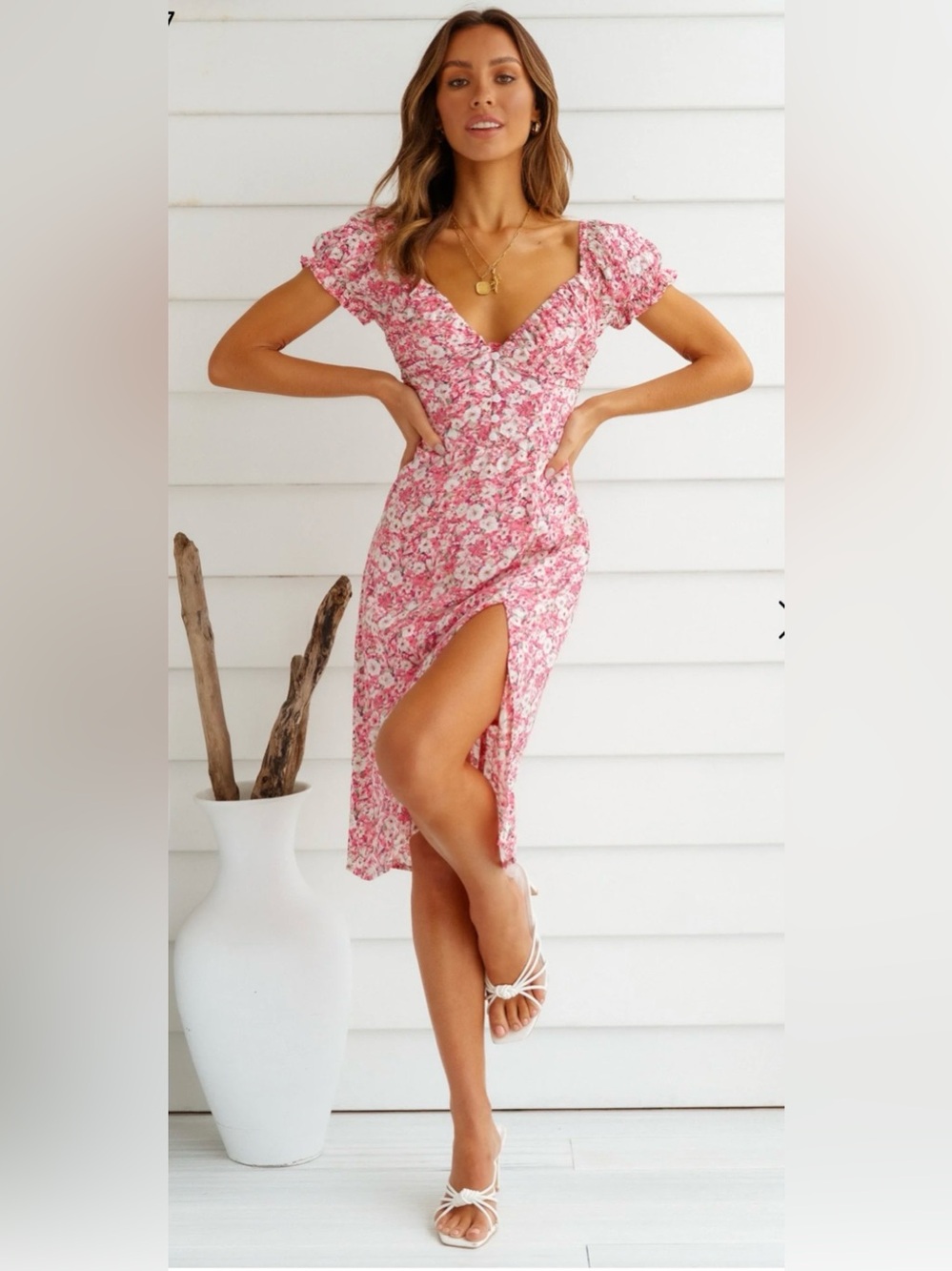 Hello Molly STUNNING STELLA MIDI DRESS PINK Size Medium